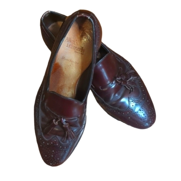 Allen Edmonds Manchester leather slip on tassel cordovan wing tip loafers Sz 9.5 - Picture 10 of 11